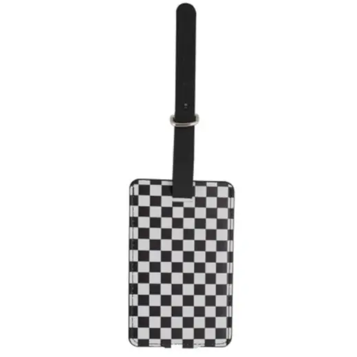 Checkered Luggage Tag Black-White Strap
